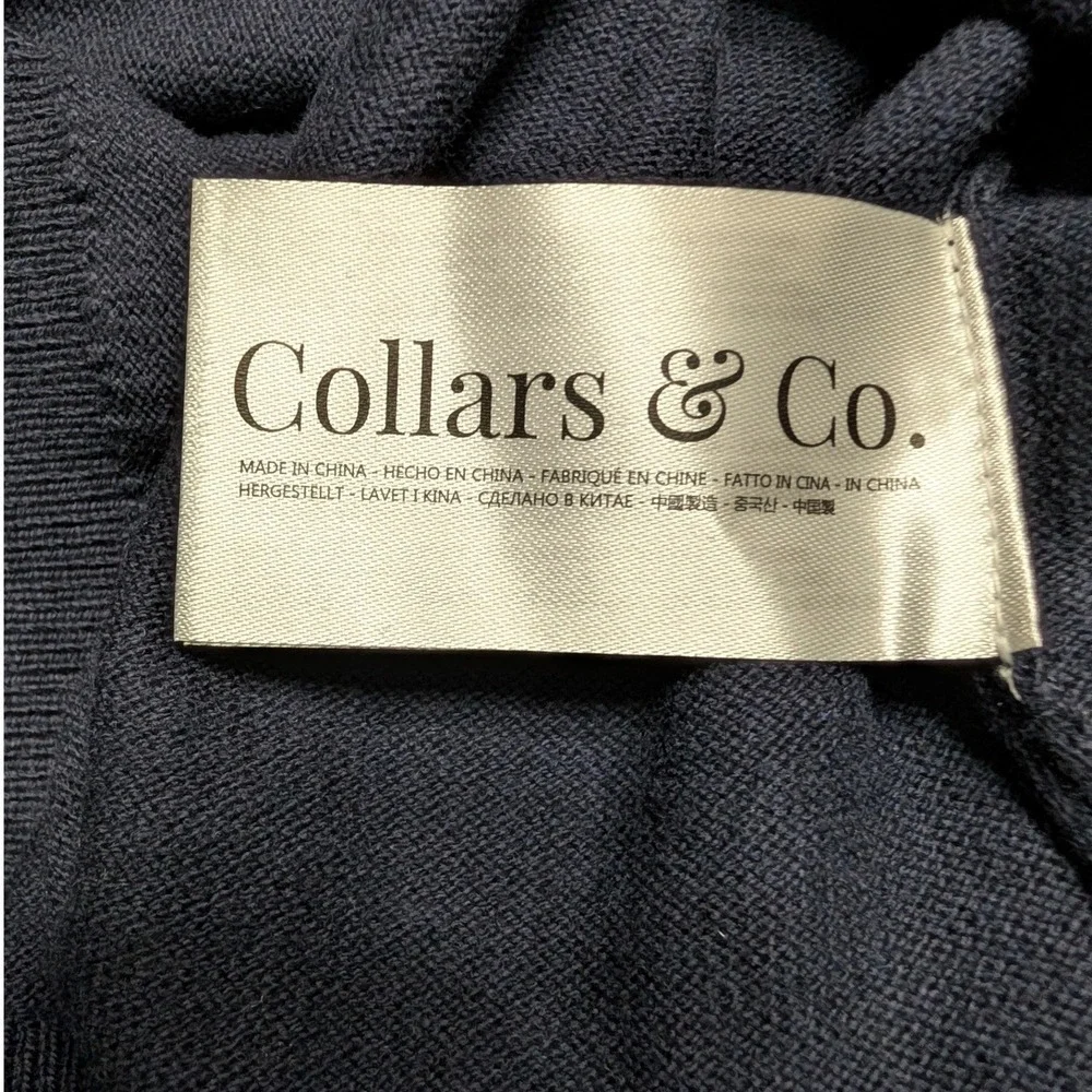 Collars & Co‎ Mens Navy Blue Cotton Cashmere Quarter Zip Pullover Sweater Size M